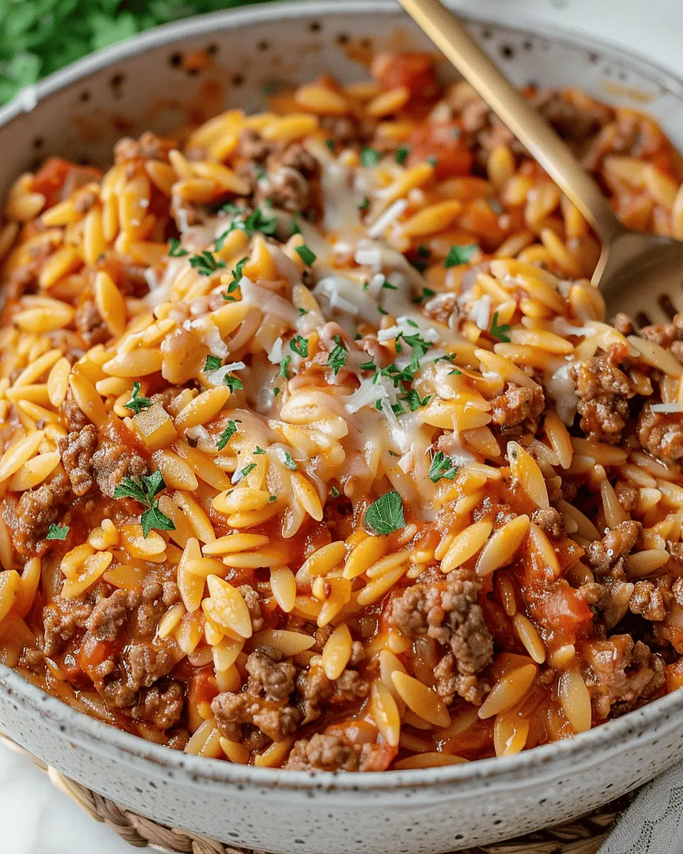 Ground Beef Orzo in Creamy Tomato Sauce: Easy Comfort Food Delight