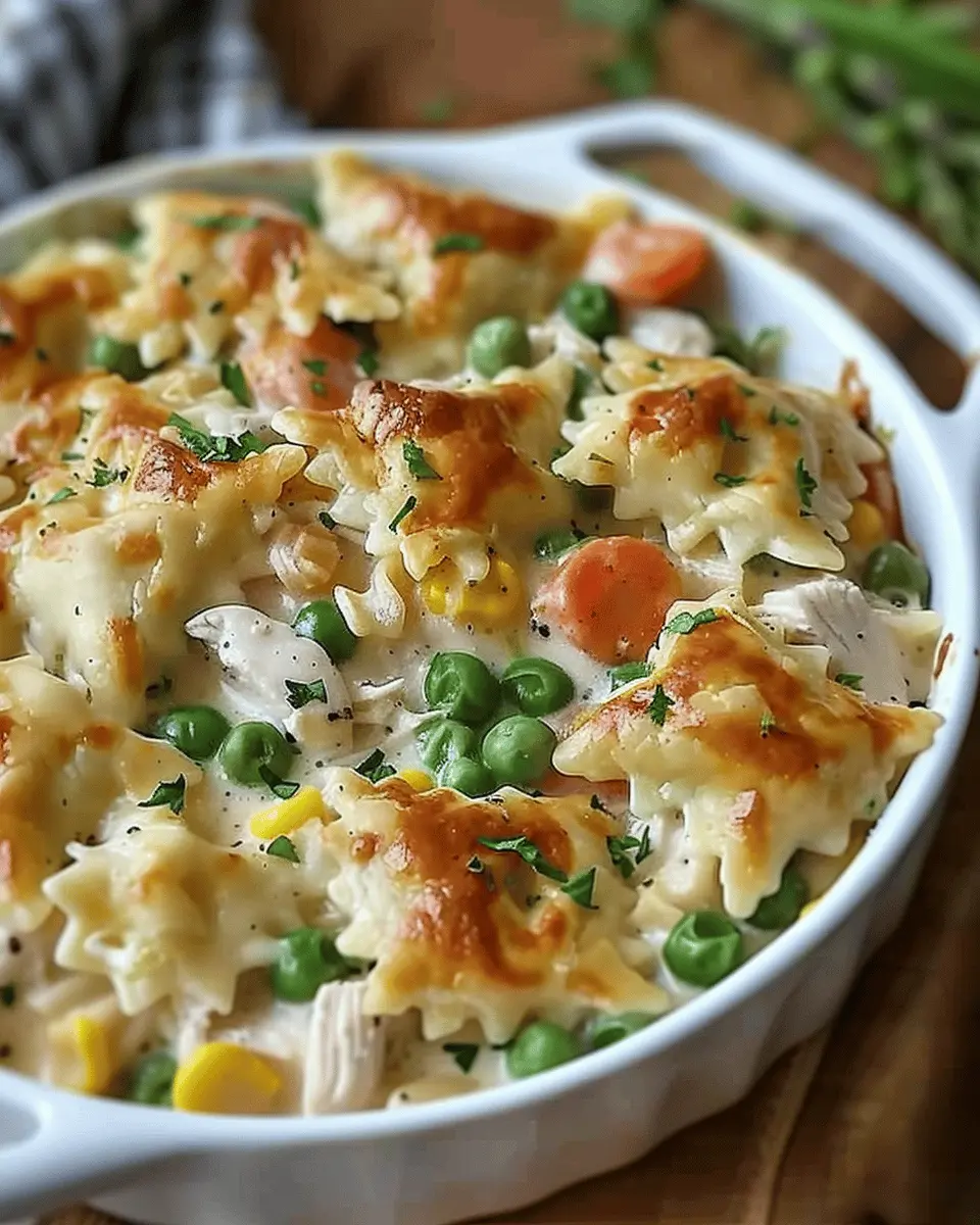 Chicken Pot Pie Pasta: A Cozy, Creamy Delight with Turkey Bacon