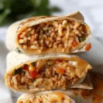 Cheesy Ground Chicken and Rice Burritos
