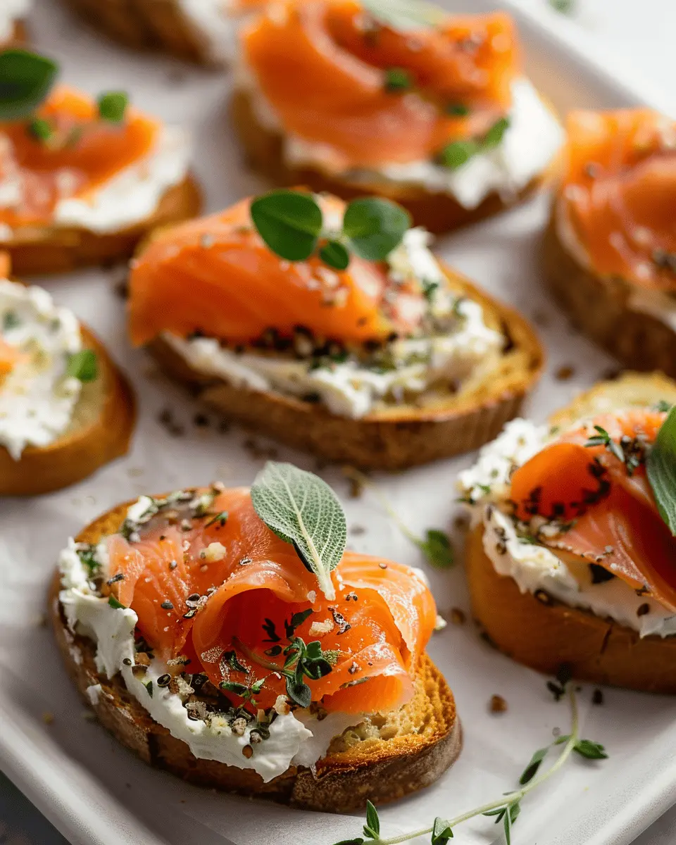 Smoked Salmon on Crostini with Herb Cream Cheese: Easy Gourmet Delight