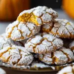 Pumpkin Crinkle Cookies Dusted with Powdered Sugar