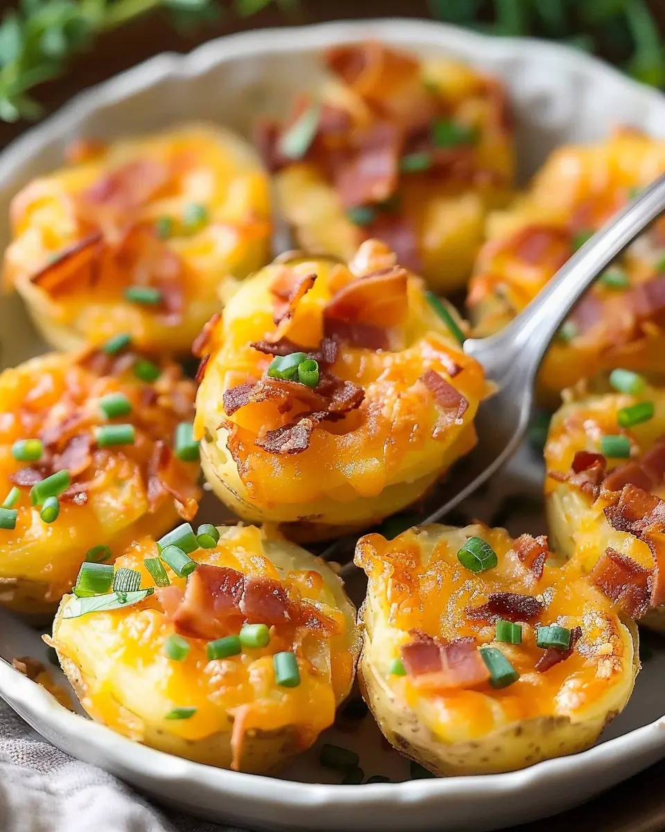 Cheesy Crispy Baked Potato Bites Recipe with Turkey Bacon Treats