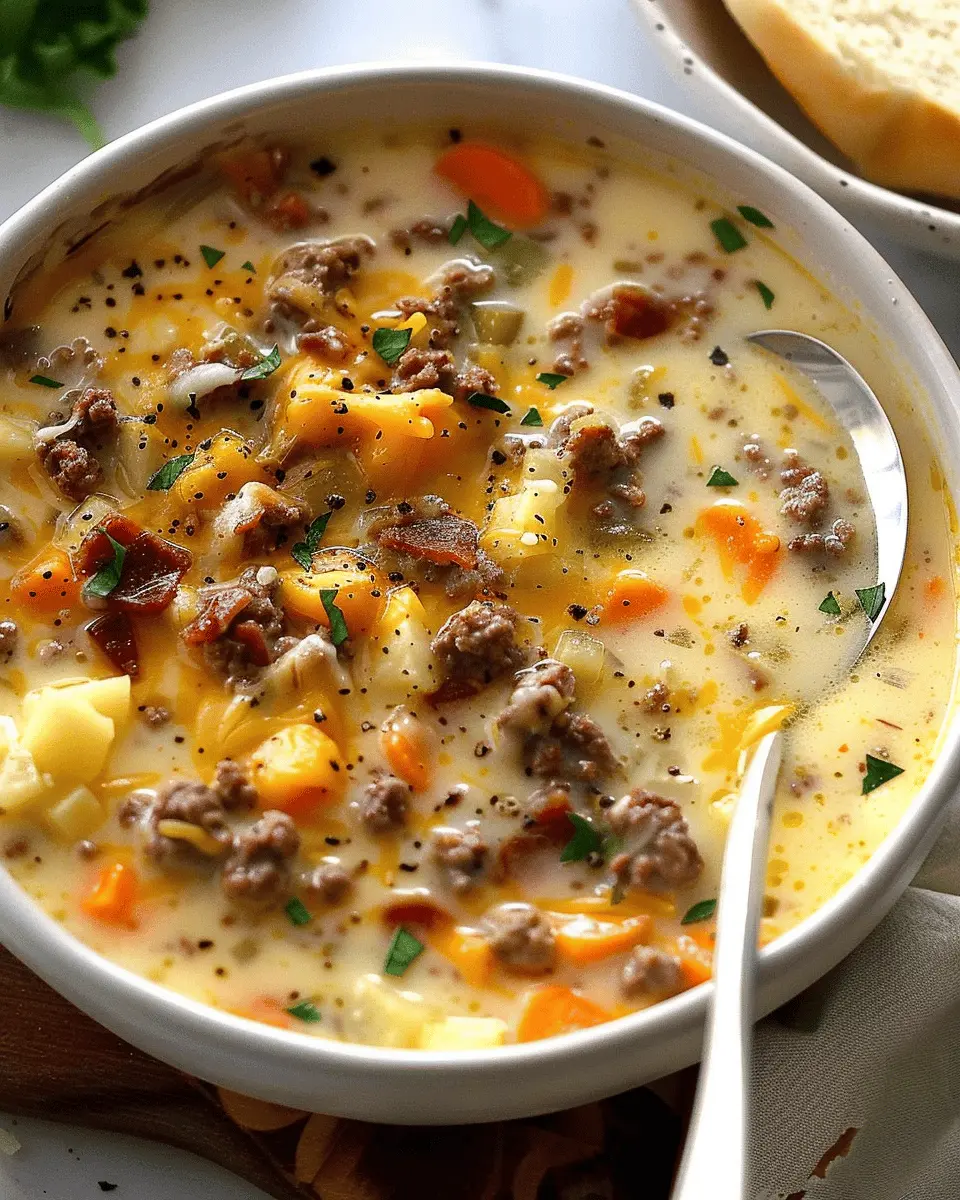 Cheeseburger Soup: An Easy, Indulgent Twist with Turkey Bacon