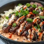 Korean BBQ Steak Rice Bowls with Spicy Cream Sauce