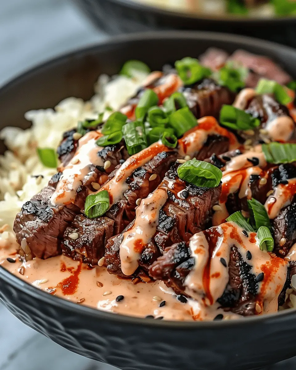 Korean BBQ Steak Rice Bowls with Spicy Cream Sauce: A Flavorful Delight