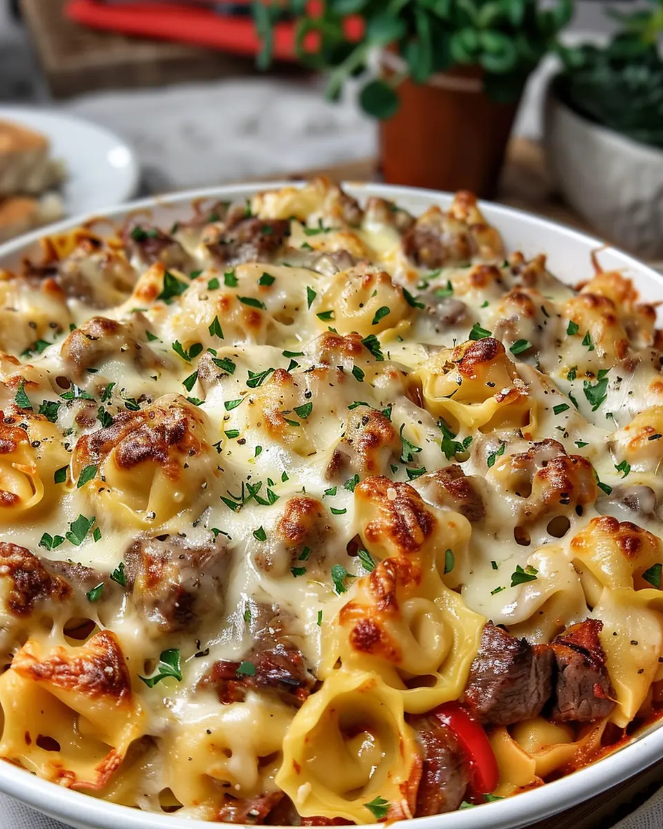 Golden Cheese Steak Tortellini Casserole: A Delicious Twist