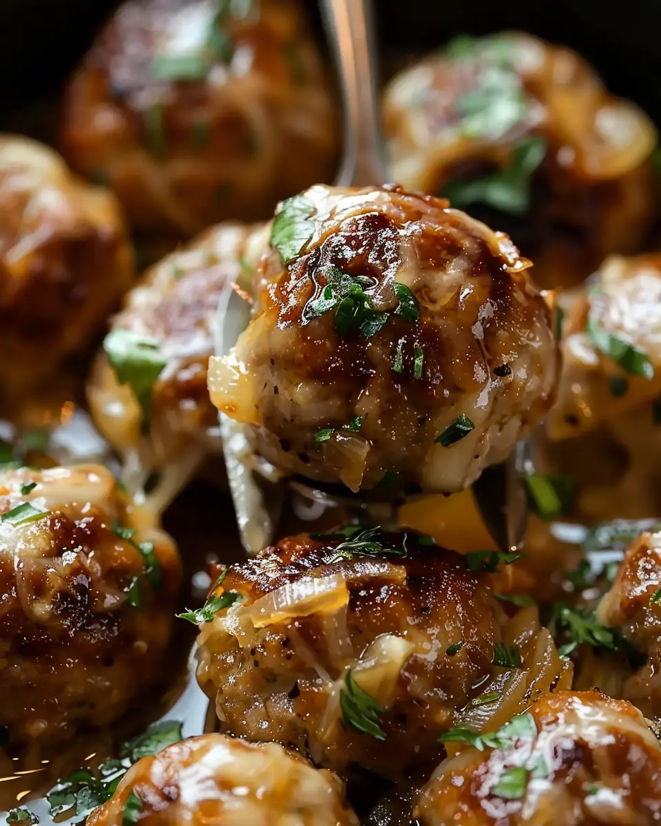French Onion Meatballs: Juicy Twists with Turkey Bacon Delight