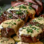 Juicy Steak with Creamy Garlic Sauce