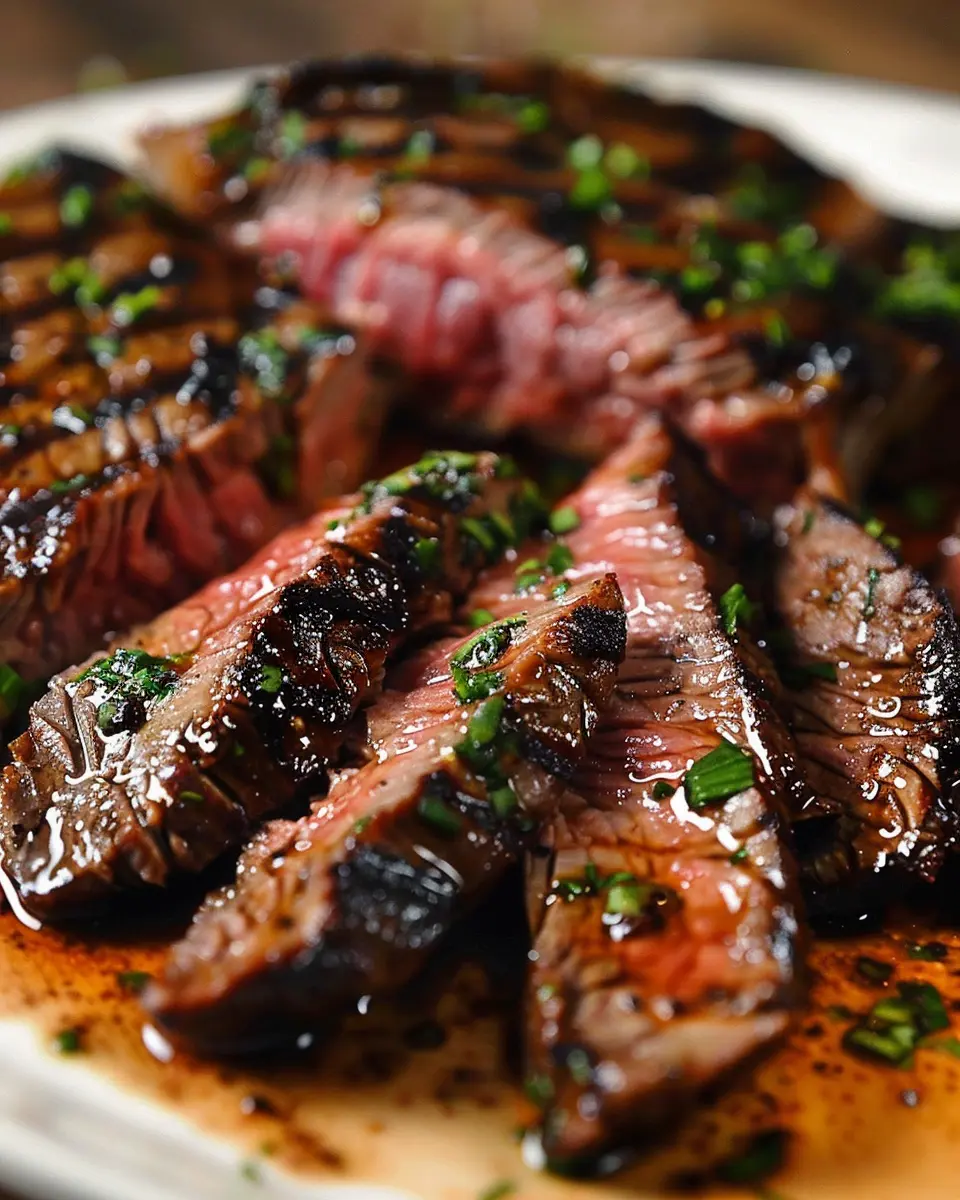 Juicy flank steak with soy marinade: A tender and flavorful delight