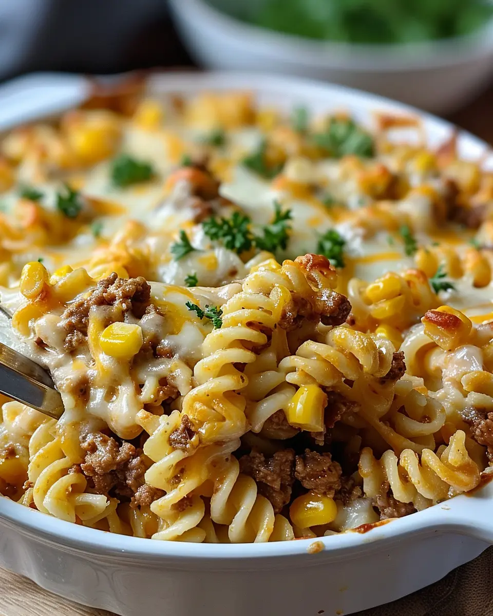 Loaded Cheddar Ranch Beef and Sweet Corn Rotini Bake: An Easy Favorite