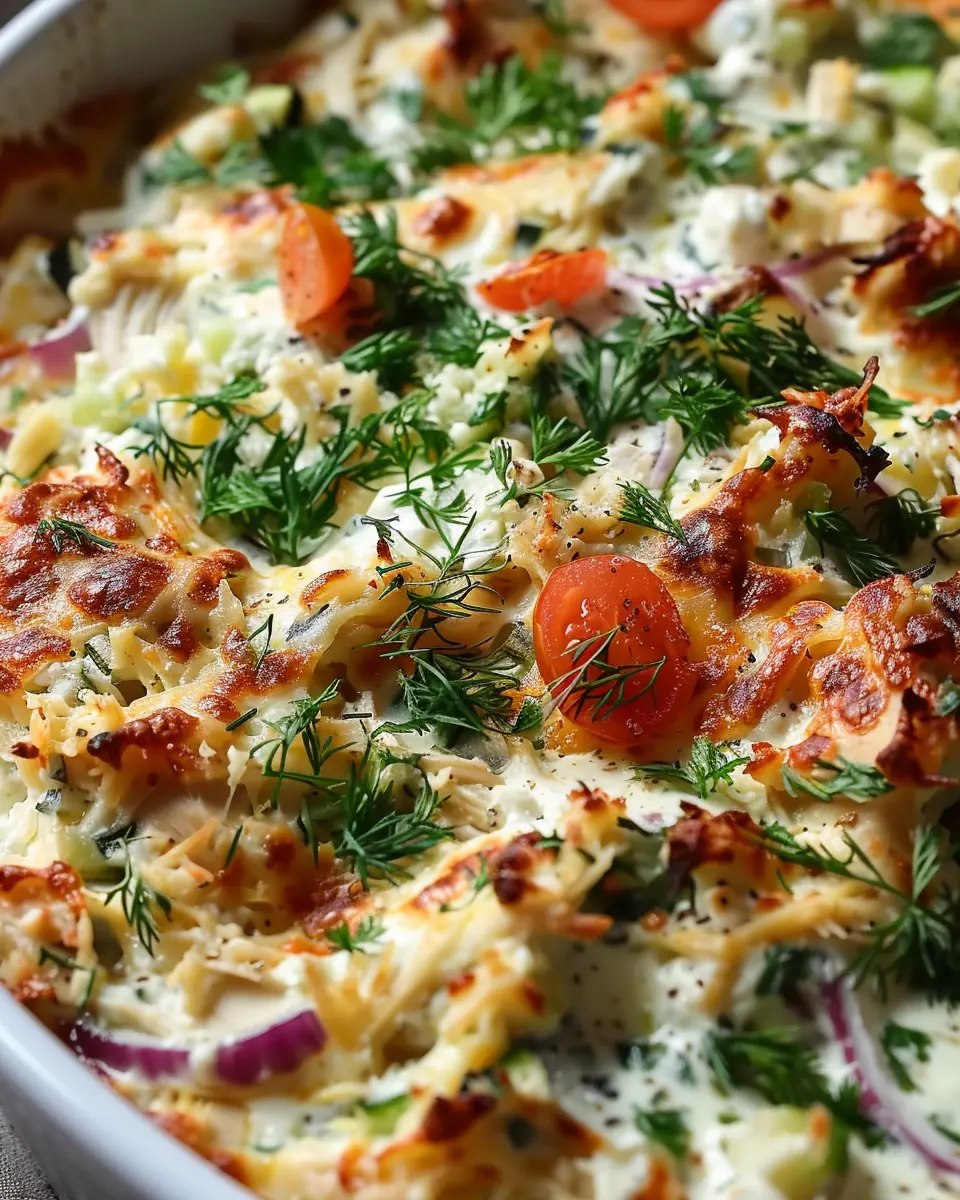 dump-and-bake chicken tzatziki casserole: easy, flavorful comfort meal